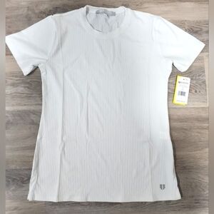 EleVen by Venus Williams Love to Love Rib White Knit T-Shirt Small New With Tags